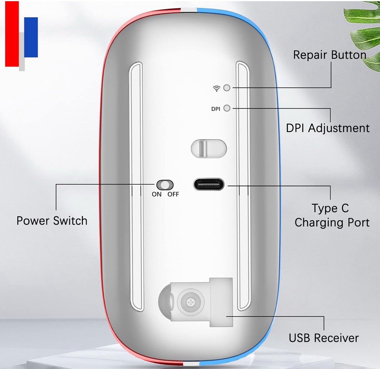 Wireless Mouse, 2.4G Portable Slim Silent Computer Mouse Wireless with USB Nano