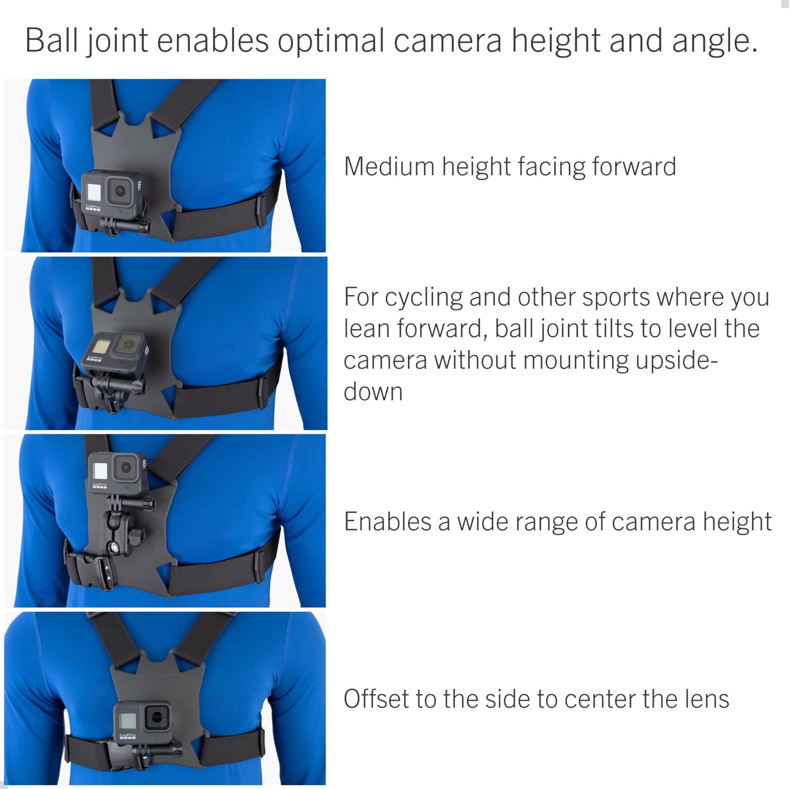 STUNTMAN High Stability Chest Mount with Ball Joint for Action Cameras - Fits...