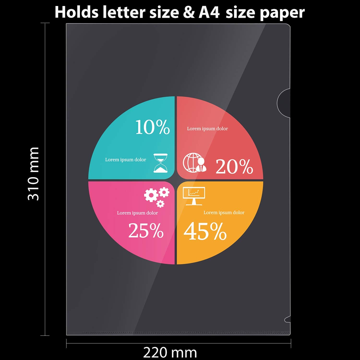 48 Pack Plastic Clear Document Folders - L-Type Folders Copy Safe Project Poc...