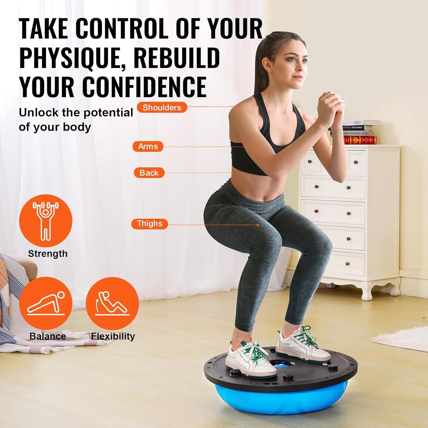 23/26 inch Balance Ball Trainer, 1500lbs Capacity Stability Ball, Yoga Ball w...