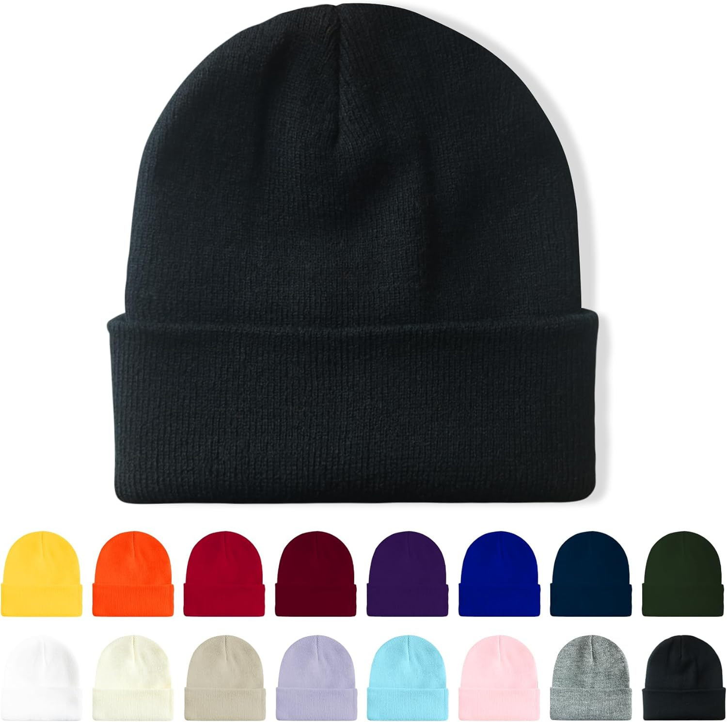 Winter Beanie Acrylic Knit Cuffed Plain Hats Skull Cap Warm Beanies for Men Wome