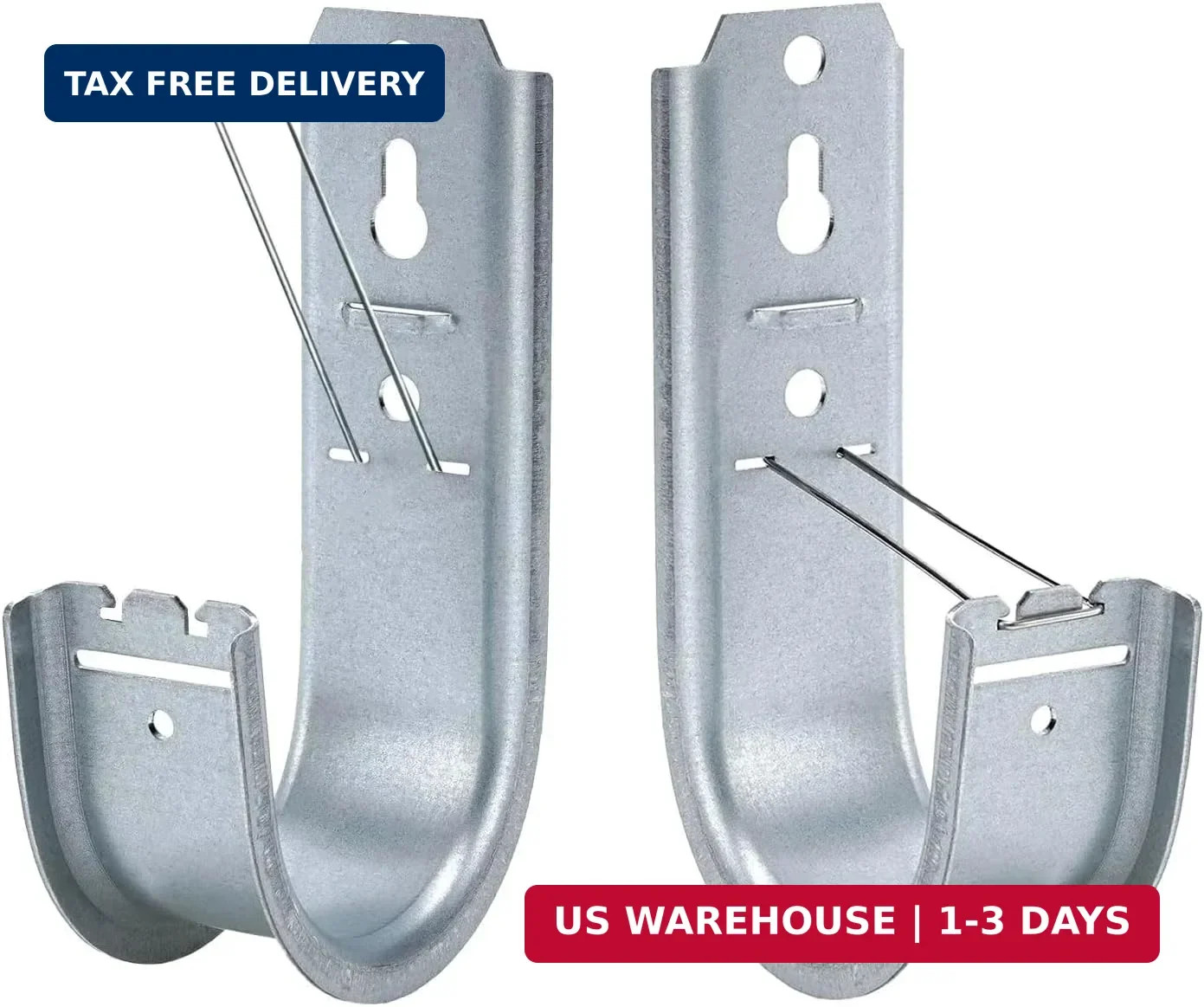 25 Pack 2-Inch Galvanized Steel Cable Support J-Hooks with Retainer Clips - Heav