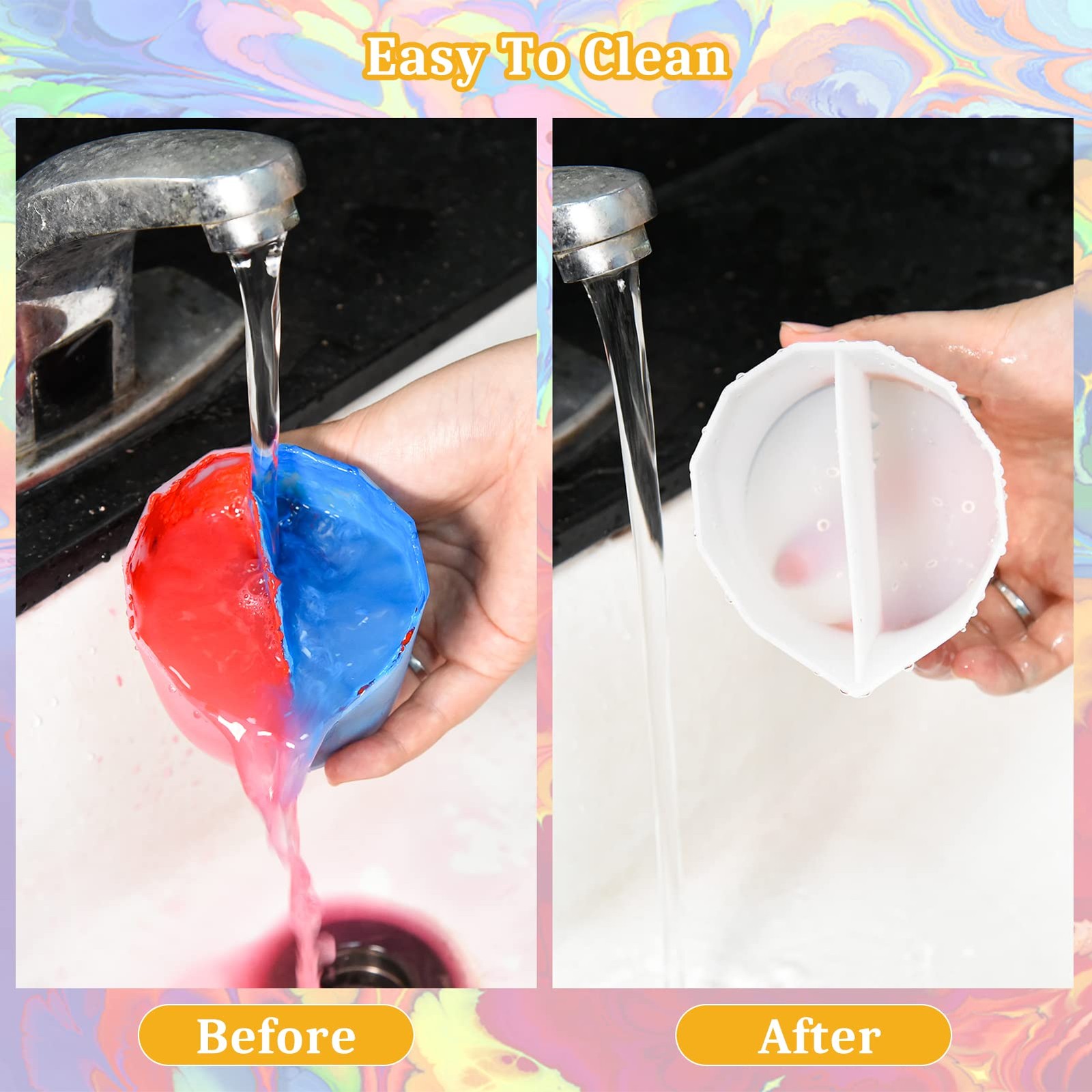 SUSSURRO 4 Pcs Split Cups for Paint Pouring, Silicone Cup Fluid Art...