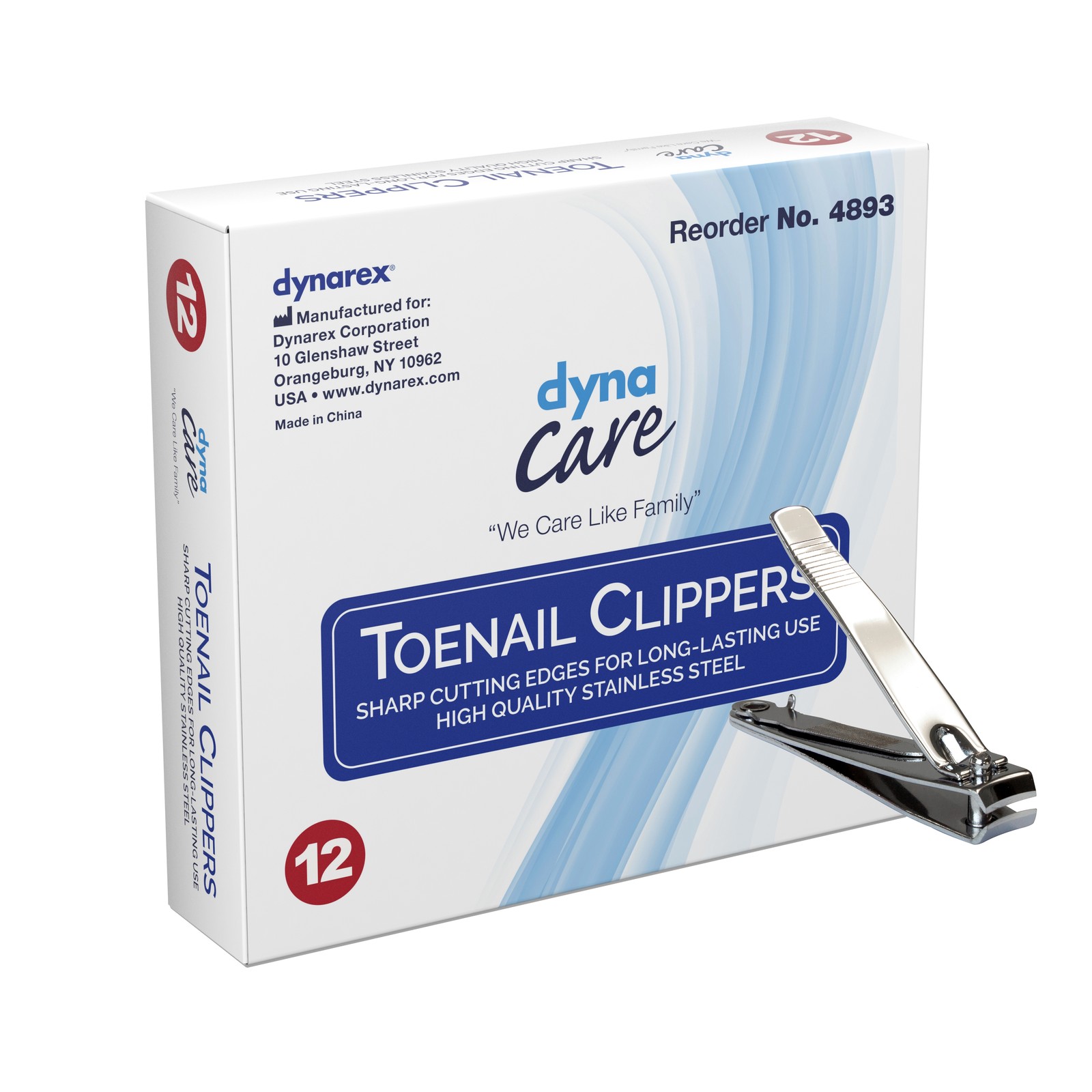 Dynarex Toenail Clippers 3/5 X 3-1/10 Inch Stainless Steel 12 per Box 4893