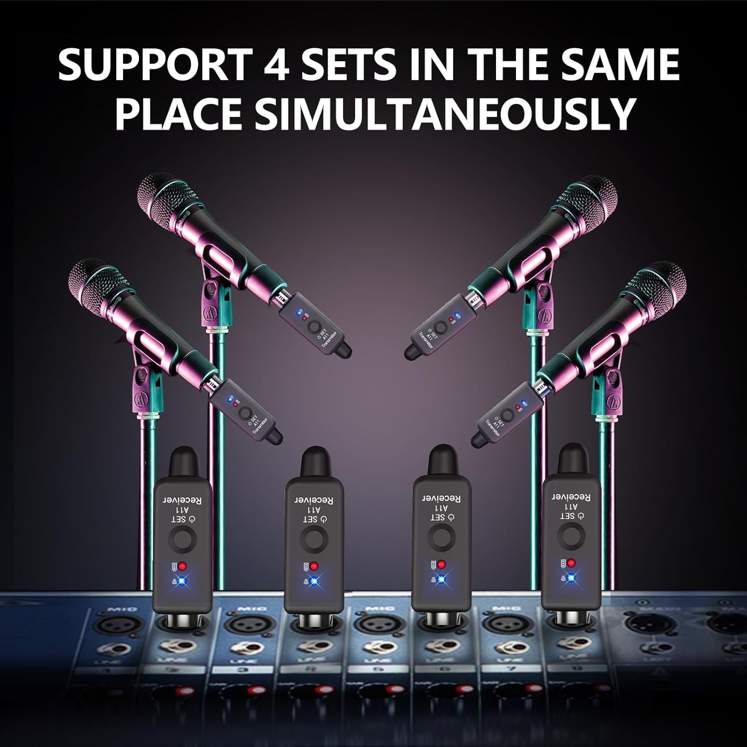 Wireless XLR Microphone System for Dynamic Microphone PA System and Audio Mixer