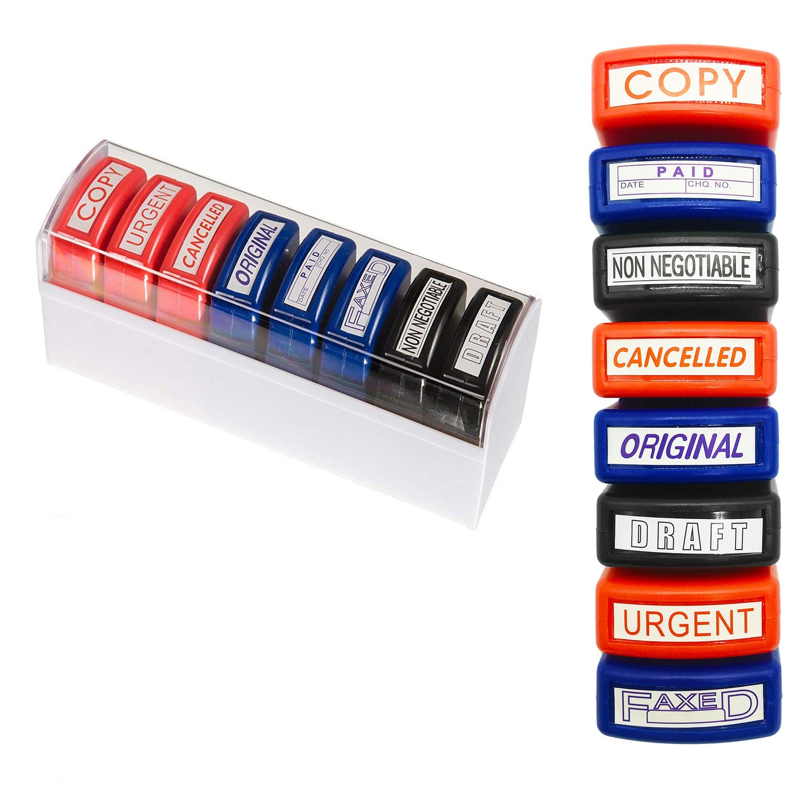 Set of 8 Self Inking Pre-Inked Office Stamp 8 Message Account Stamp Office St...