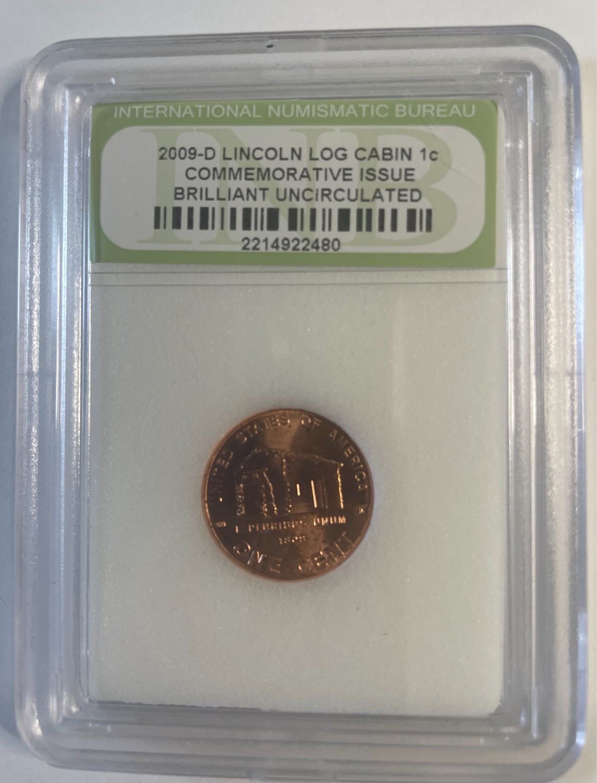 2009 D Lincoln Log Cabin Commemorative Issue Brilliant Uncirculated 1 Cent