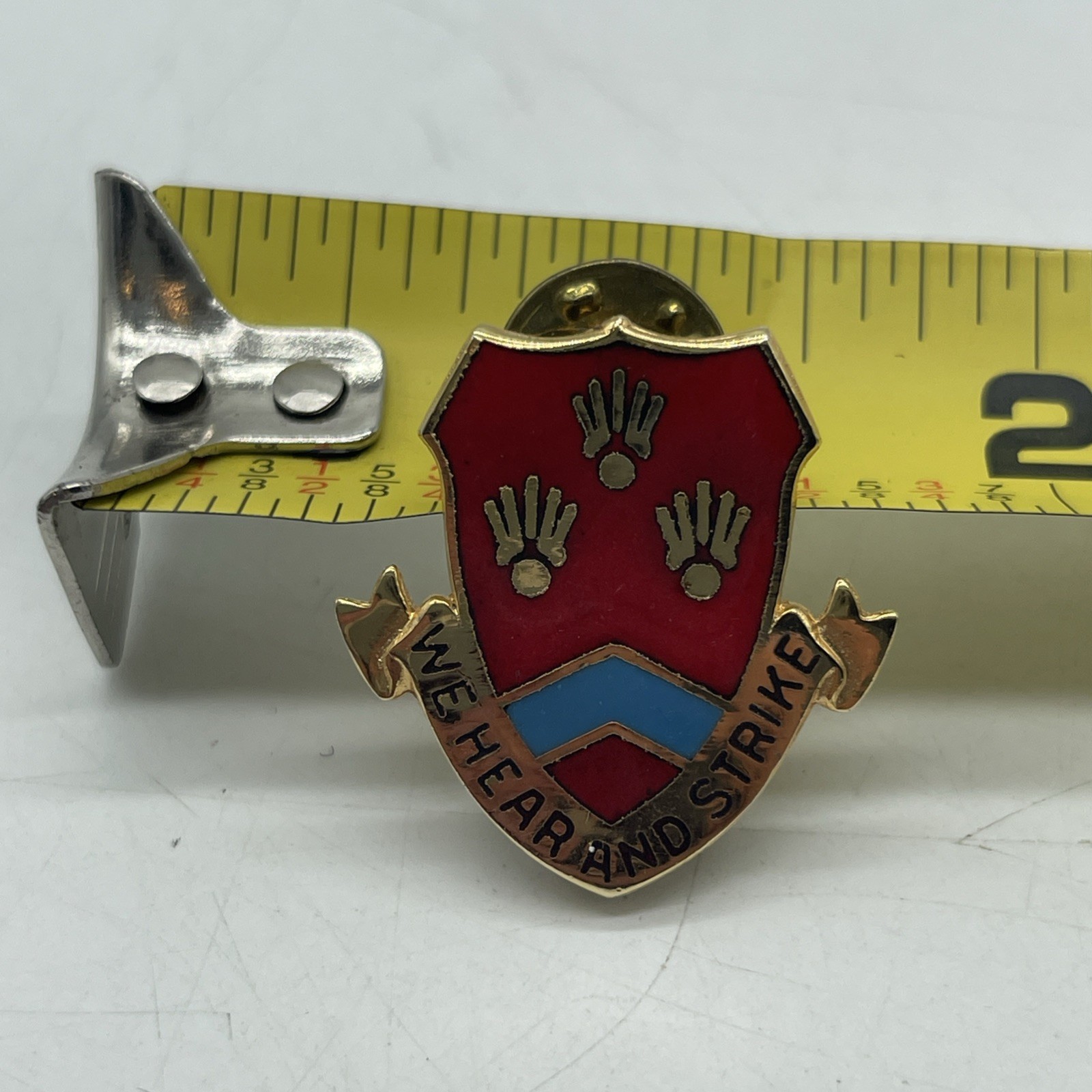 U.S. Military 214th Field Artillery Battalion Crest DUI Pin WE HEAR AND STRIKE