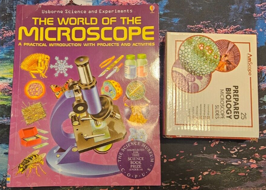 AmScope PS25W Prepared Slides with Usborne Science and Experiments Accompaniment