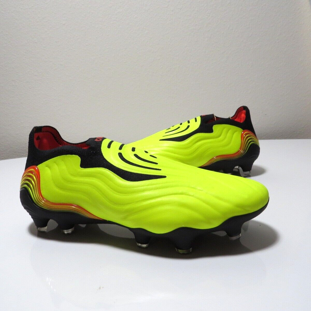 Adidas Copa Sense+ FG Neon Yellow Solar Red Soccer Cleats GW3609 mens 4.5