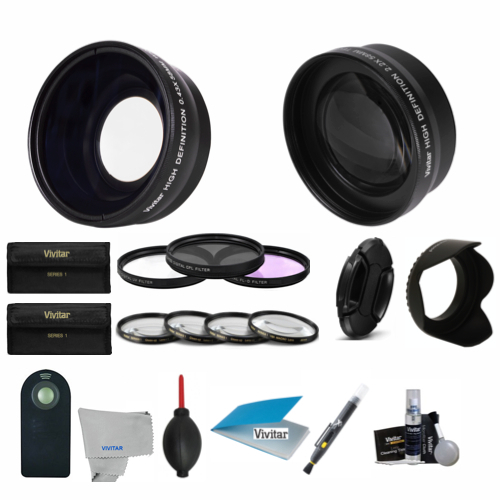 WIDE ANGLE LENS + TELEPHOTO ZOOM LENS 21PCS ACCESSORY KIT FOR CANON EOS REBEL T5