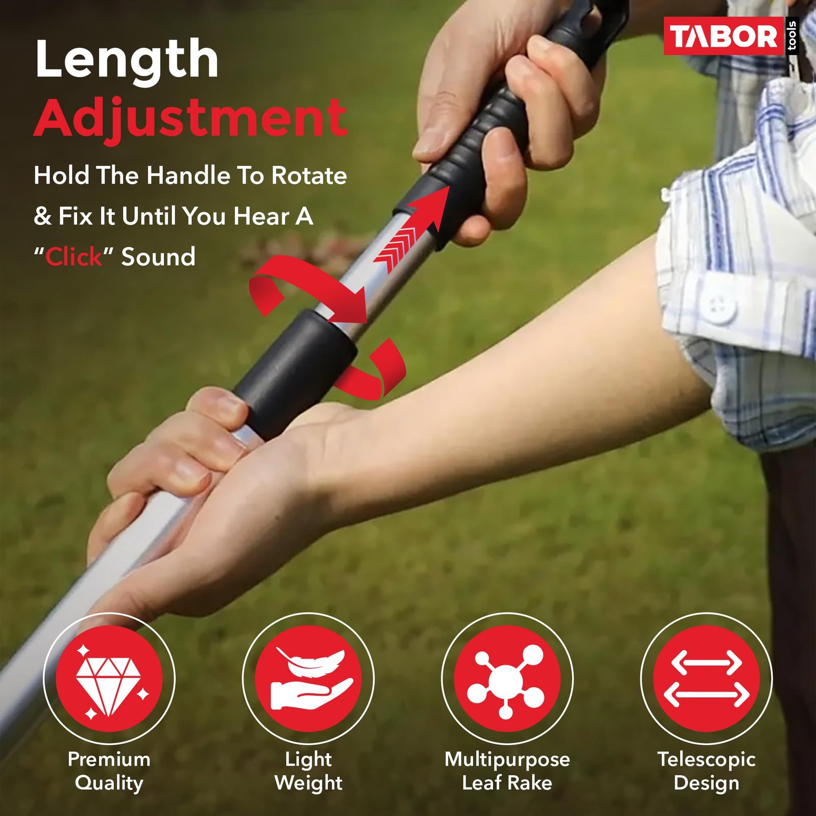 TABOR TOOLS Adjustable Full length: 63", collapsed size: 32", Red, Black