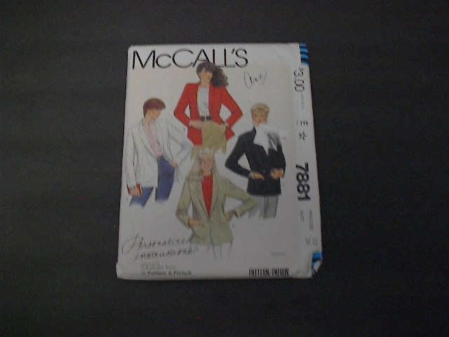 McCall's Pattern 7881 Misses Chic Single or Double Breasted Jacket  4 Styles  12