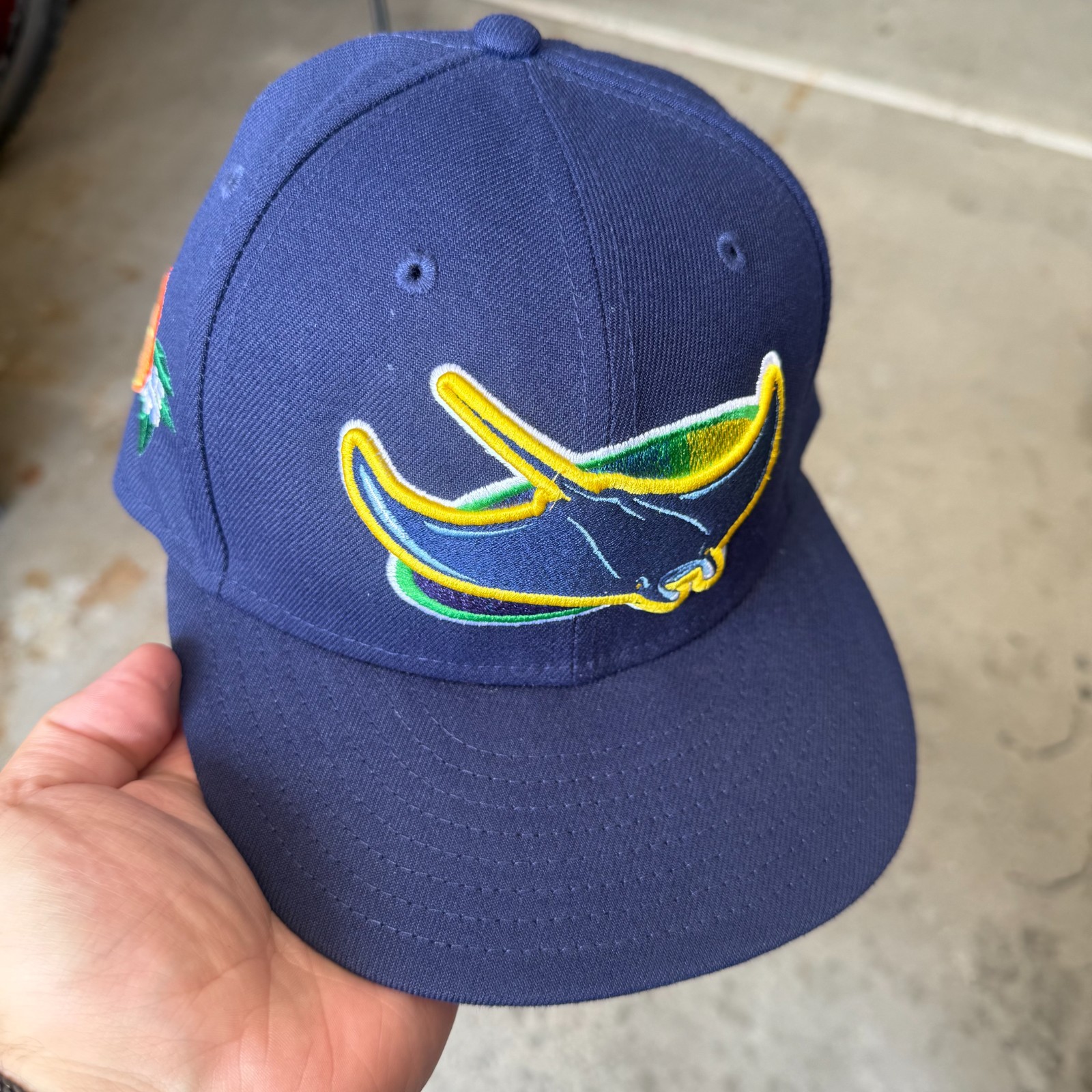 Size 7 1/4-Tampa Bay rays Custom "Orange"embroided New Era 59fifty Fitted  Hat