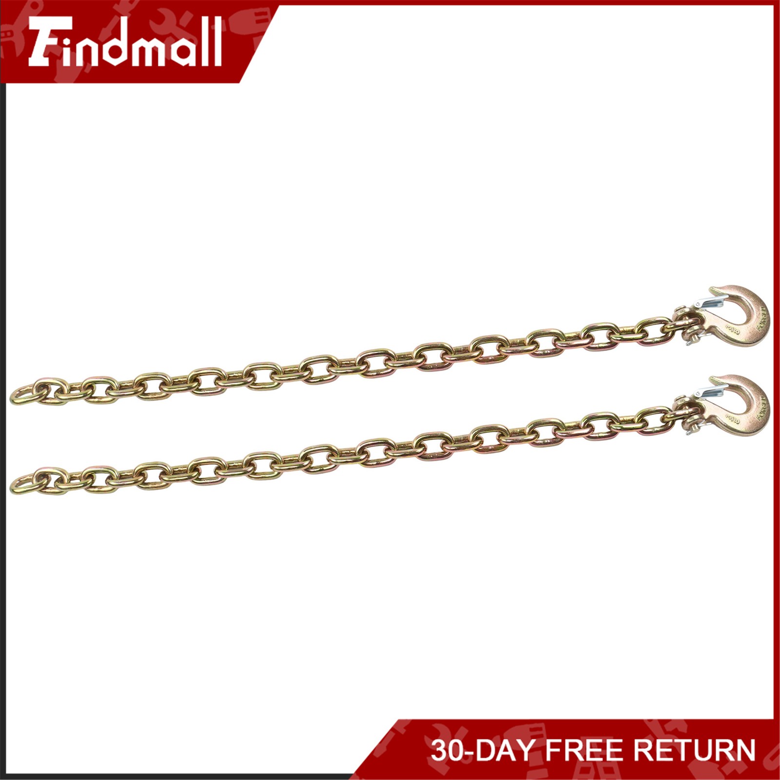 Findmall 2Pcs 3/8x35" G70 Tow Trailer Safety Chain With Clevis Slip Hook 24000lb