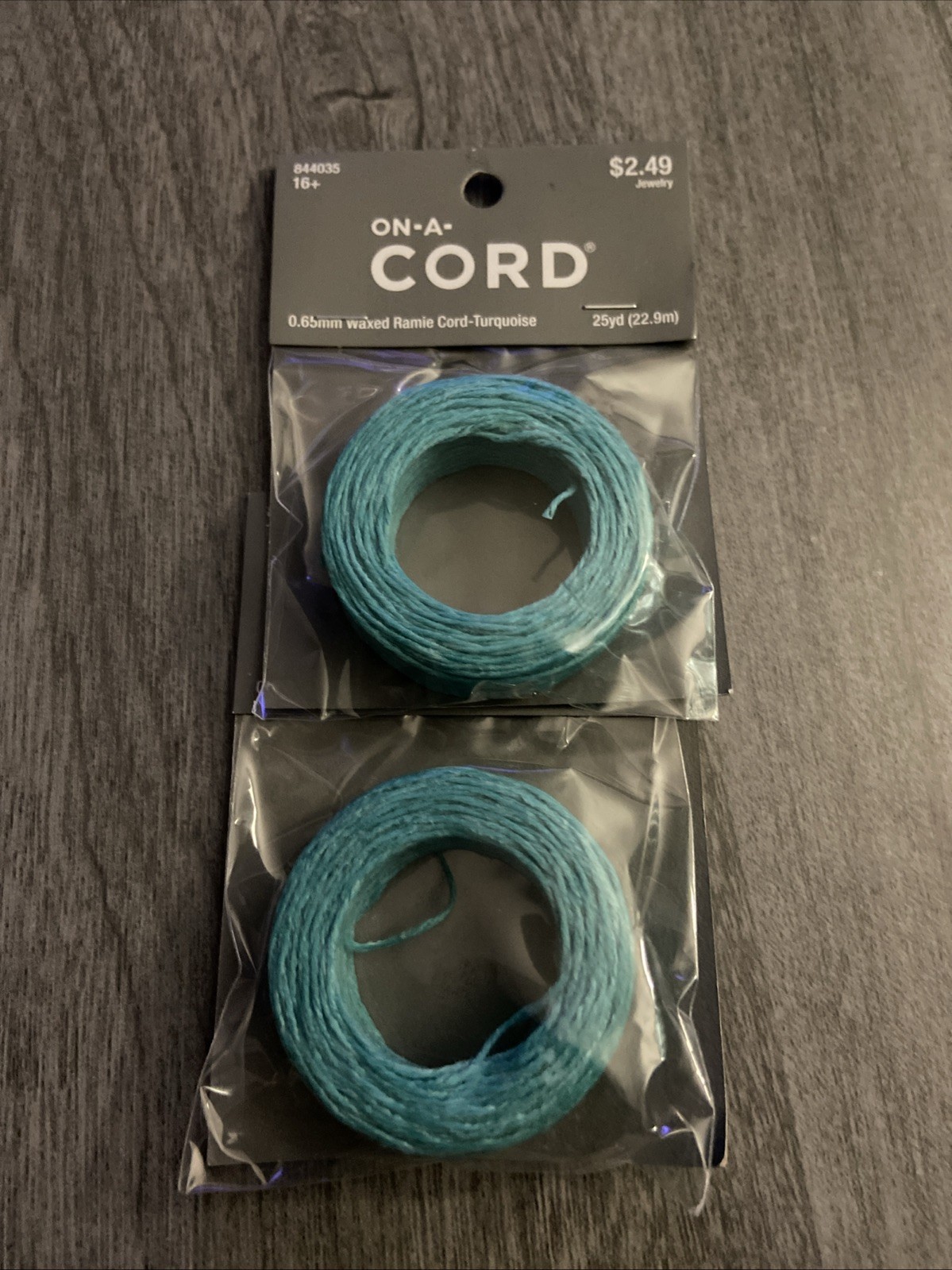 2 Pkgs On-A-Cord Waxed Ramie Turquoise 50 Yards Total 0.65mm