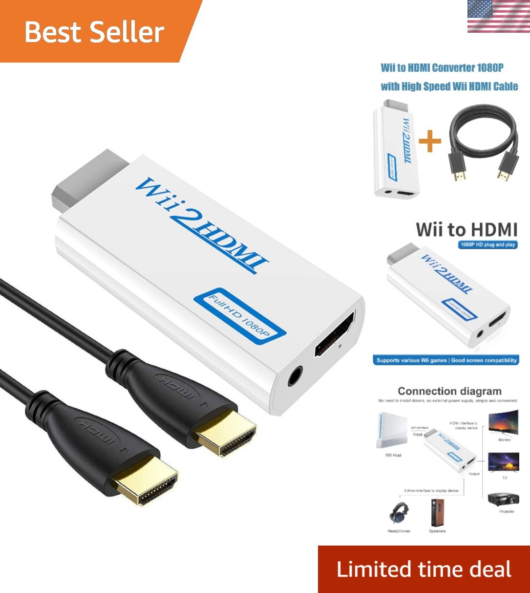 Wii to HDMI Converter for All Modes - 720P & 1080P Output, Enhanced Gaming