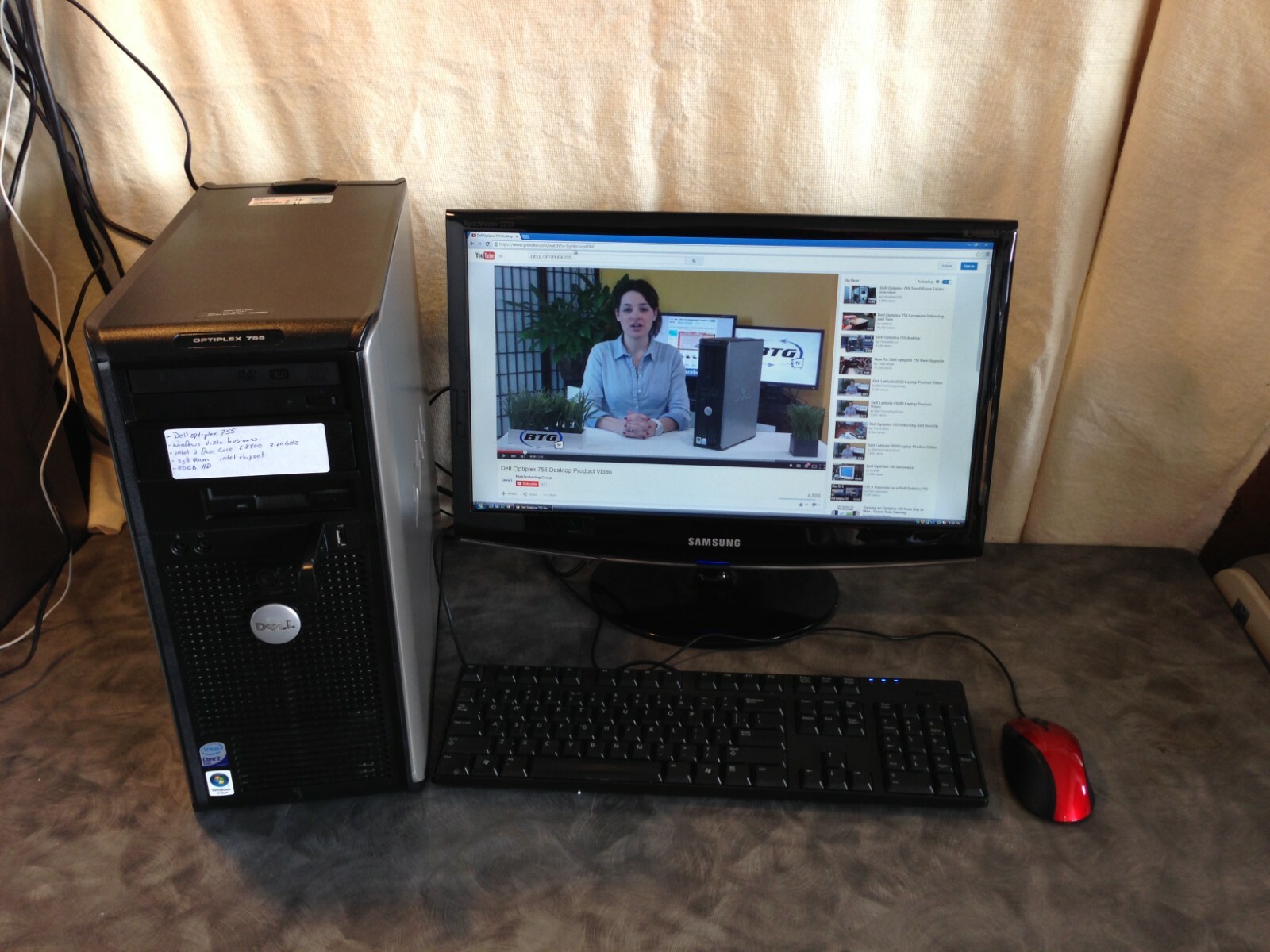 Windows xp Dell Desktop computer Fast duo core 19" Monitor keyboard mouse 2.66Hz