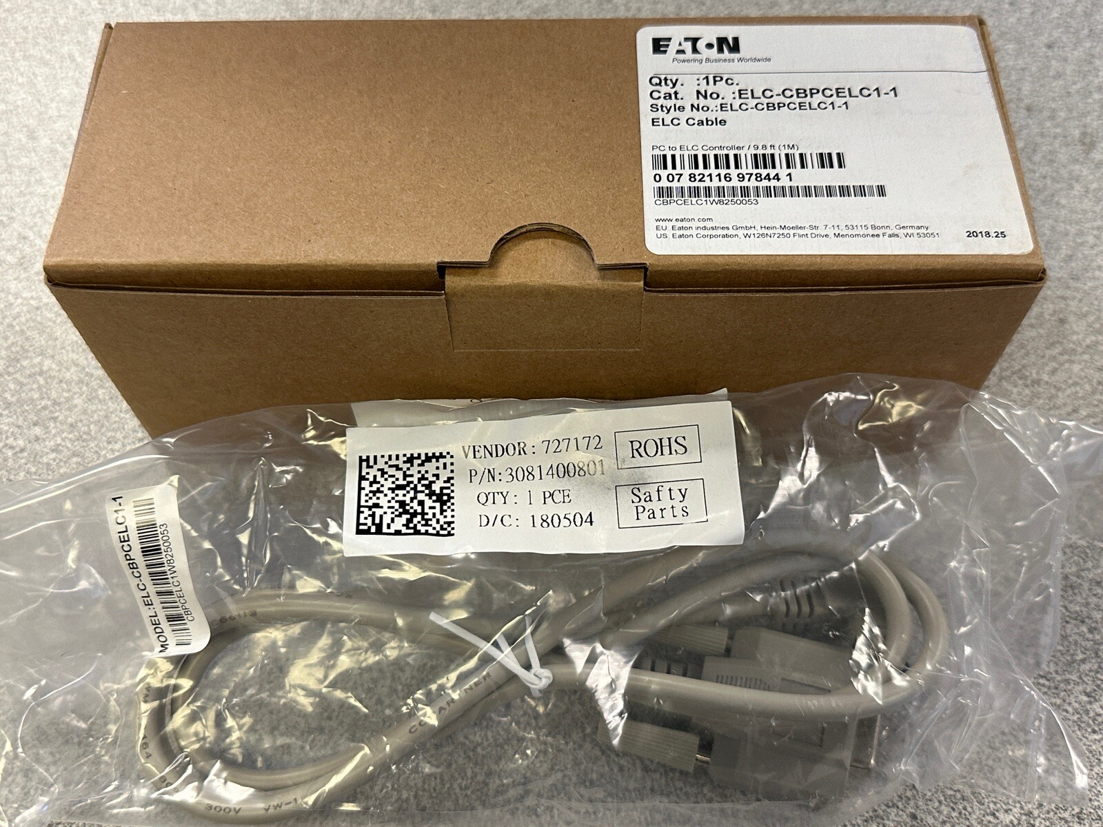 NEW EATON ELC-CBPCELC1-1 ELC Cable PC to ELC Controller 9.8ft Cable 1M