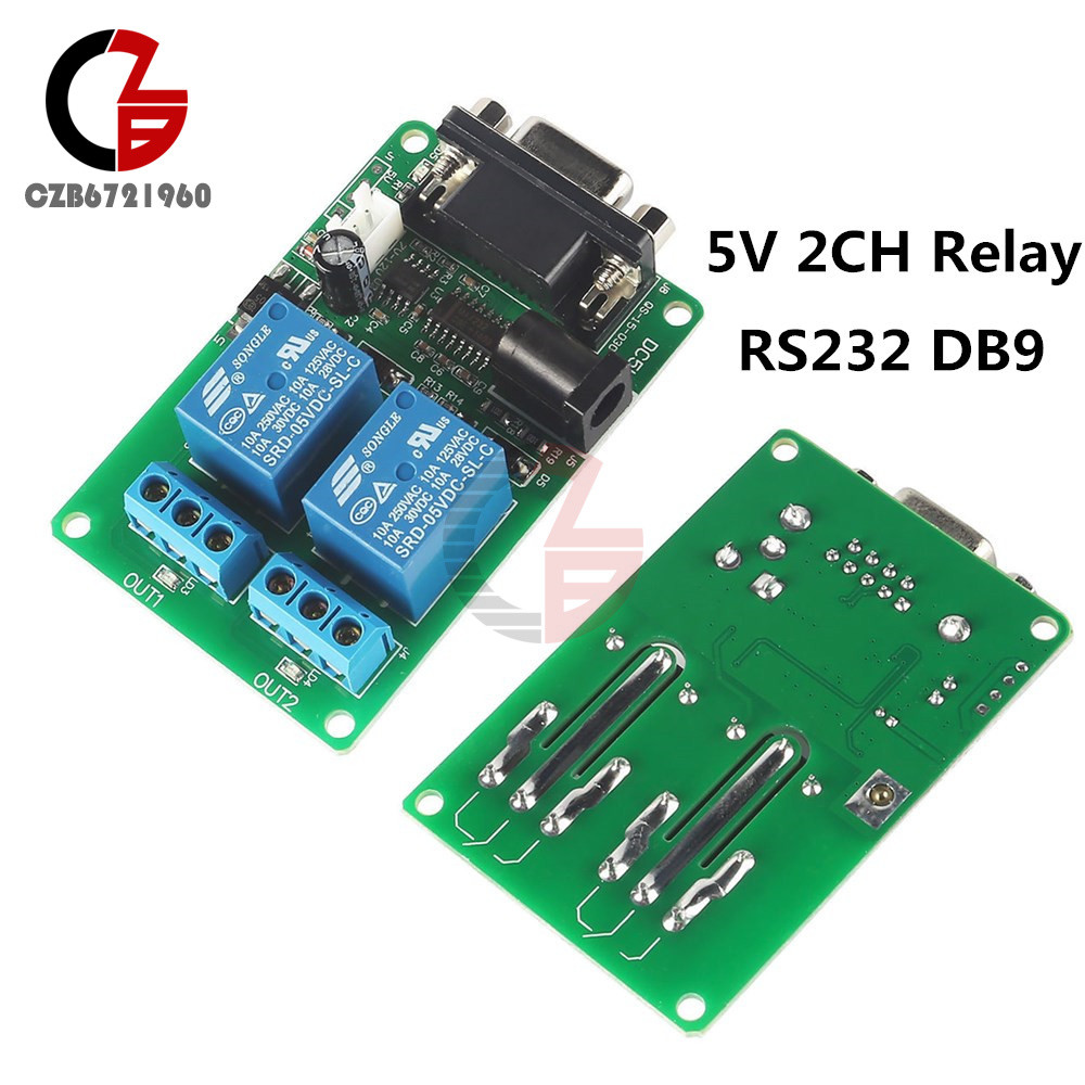 RS232 DB9 Serial Control Relay DC 5V 9-12V 2 Channel 2CH Switch Board for SCM PC