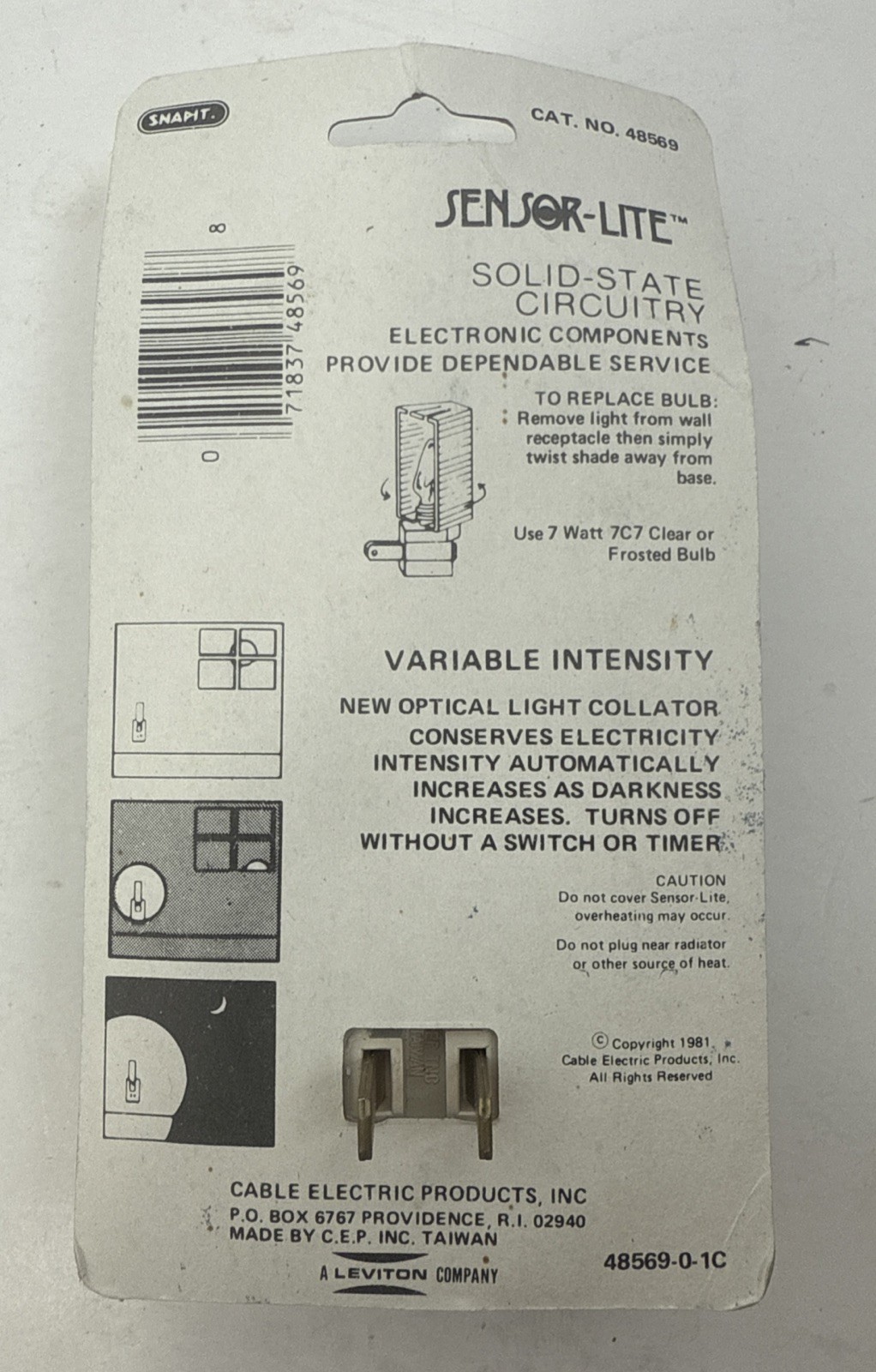 Vintage 1980’s Snapit Sensor-Lite Night Light