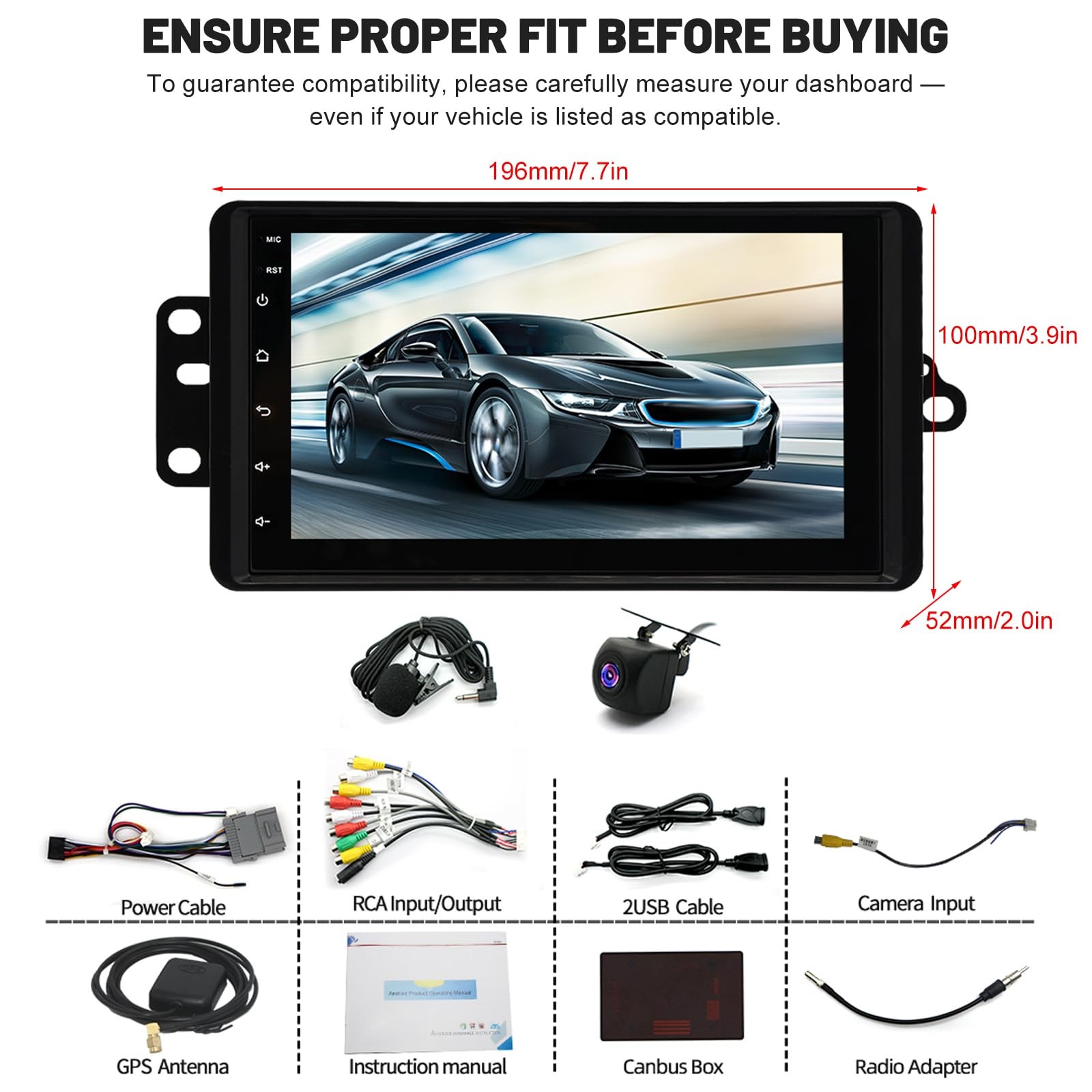 Car Stereo for Bravada 2002-2004 Wireless CarPlay Android Auto GPS 7 Touchscreen