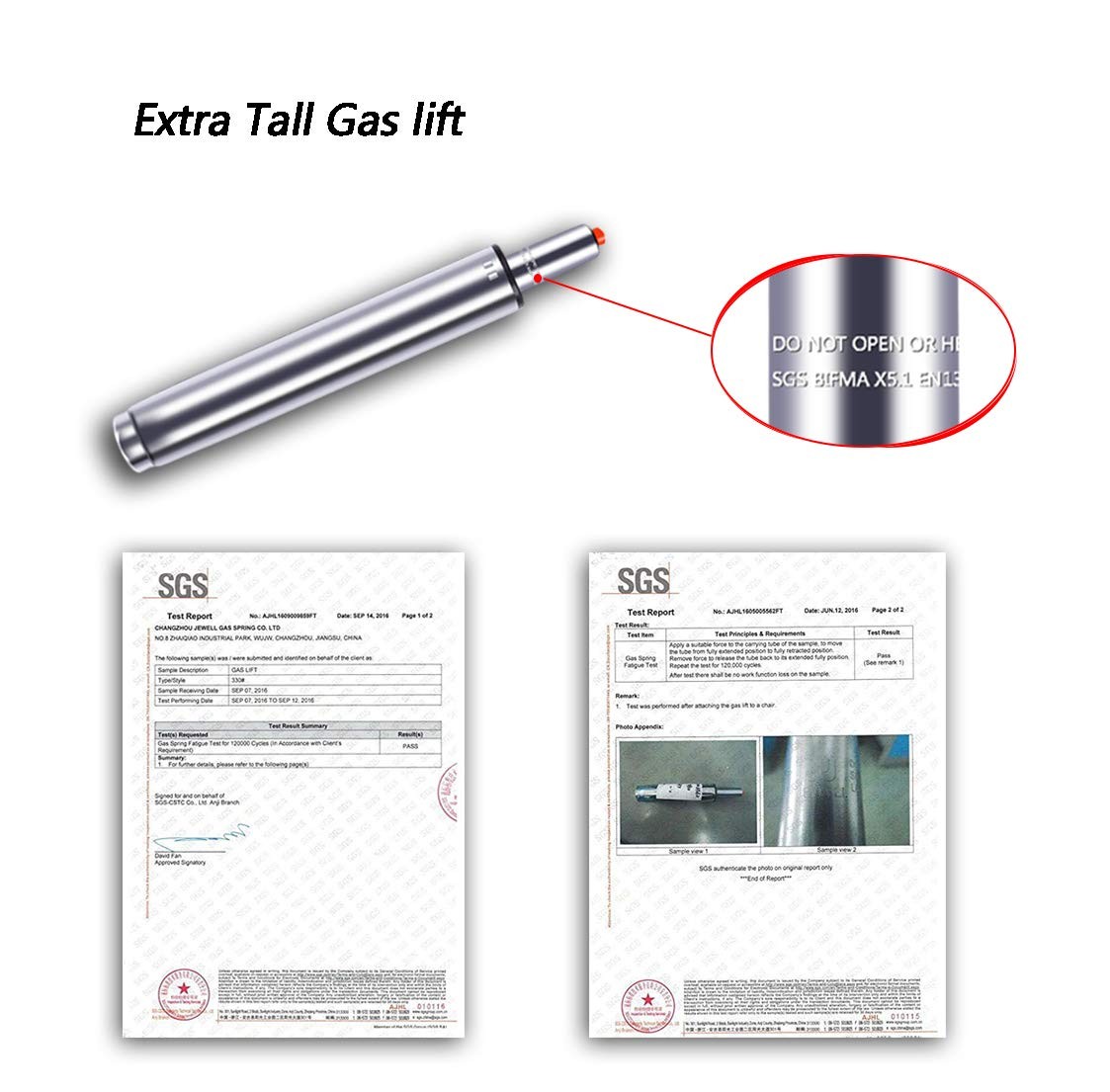 Antlu 6.5" Long Stroke Adjustable Gas Lift Cylinder for 29, Metallic Silver