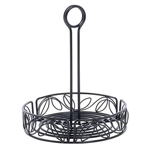 American Metalcraft LDCC18 Wrought Iron Condiment Rack with Leaf Design,