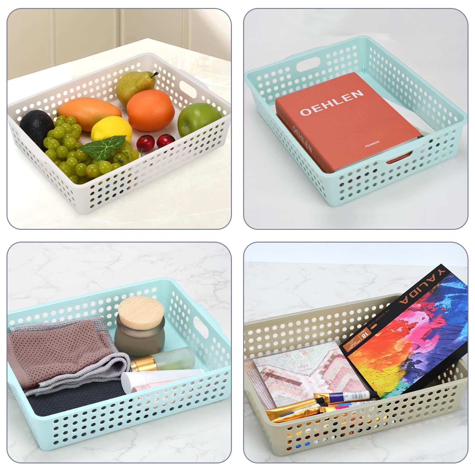 6 PCS Stackable Paper Trays Handles Modern Desktop Organizer For A4 Documents