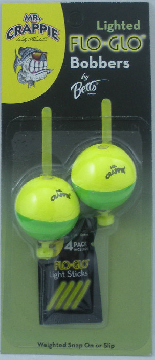 Betts M125W-2YG-GL 1-1/4" Flo Glo Lighted Bobbers Round Shape 2Ct