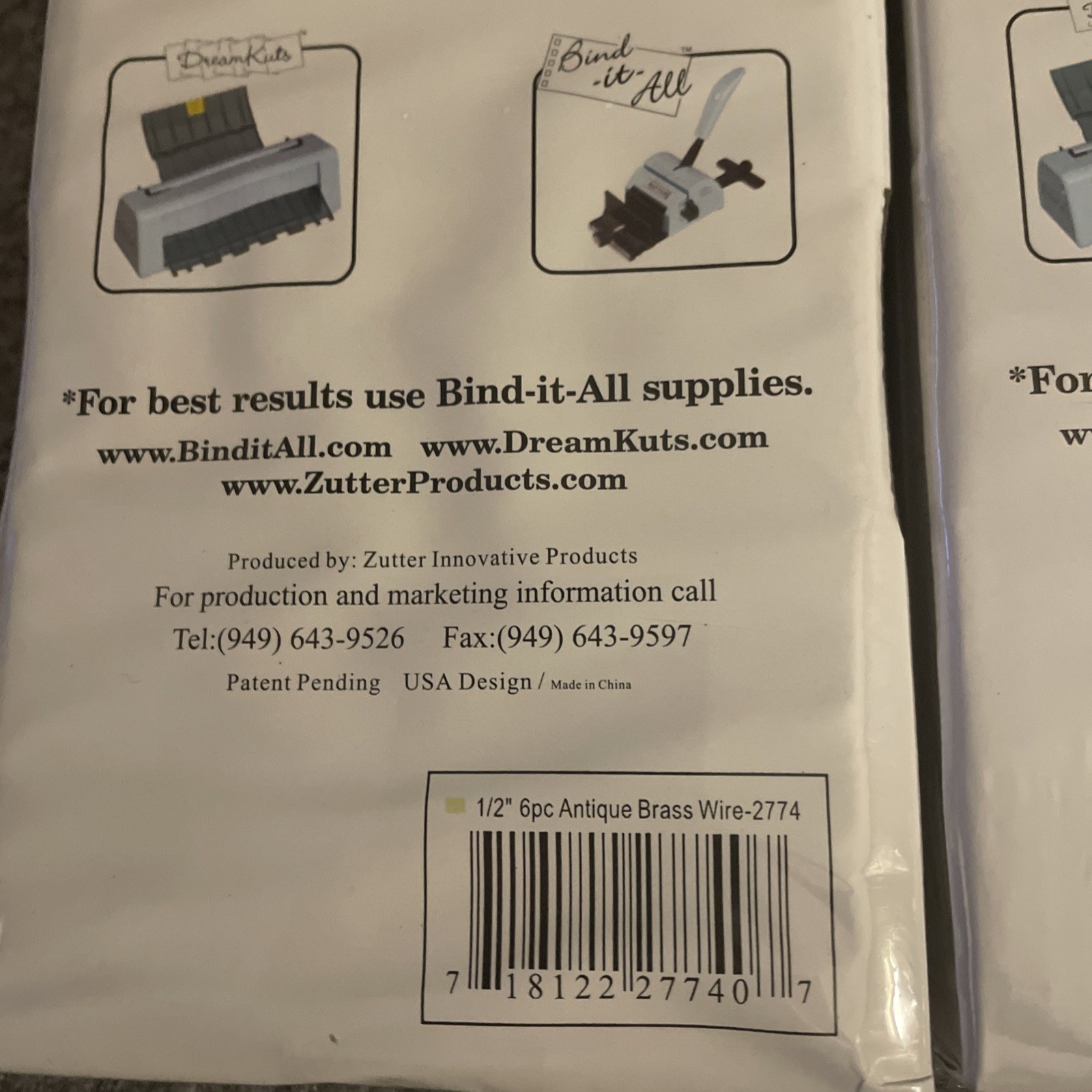 Zutter Bind-it-all Binding Wires. Set Of 3x1/2”. Two Brass, One Silver.