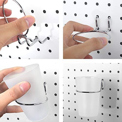 6 Sets Pegboard Hooks with Pegboard Cups, Ring Style Pegboard Bins Transparent