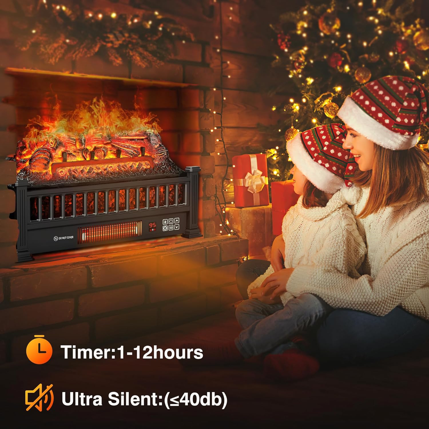 Calentador Con Insercion Chimenea Electrica Llama De Lena Realista Remota 1500W
