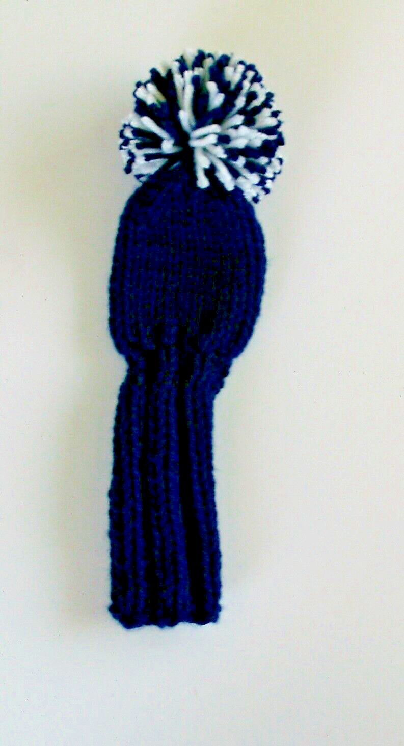 GOLF CLUB HEADCOVE NAVY, POM 8" Hand Knit R fits irons wedges