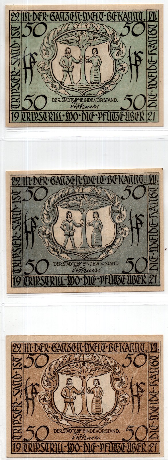 1921 Germany Triptis Notgeld 3 Note Set (1886)