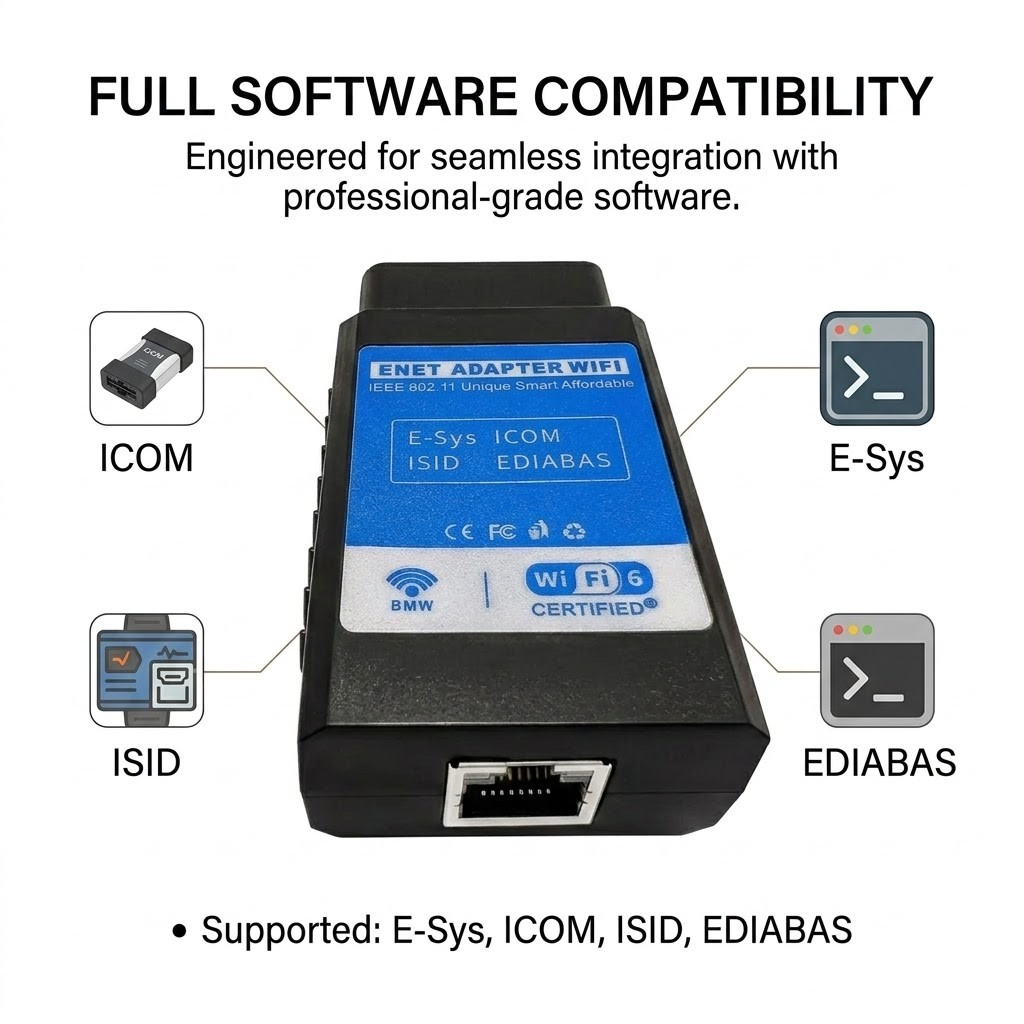ENET WiFi Adapter for BMW BimmerCode Bootmod3 MHD Wireless OBD2 Coding Tool F/G