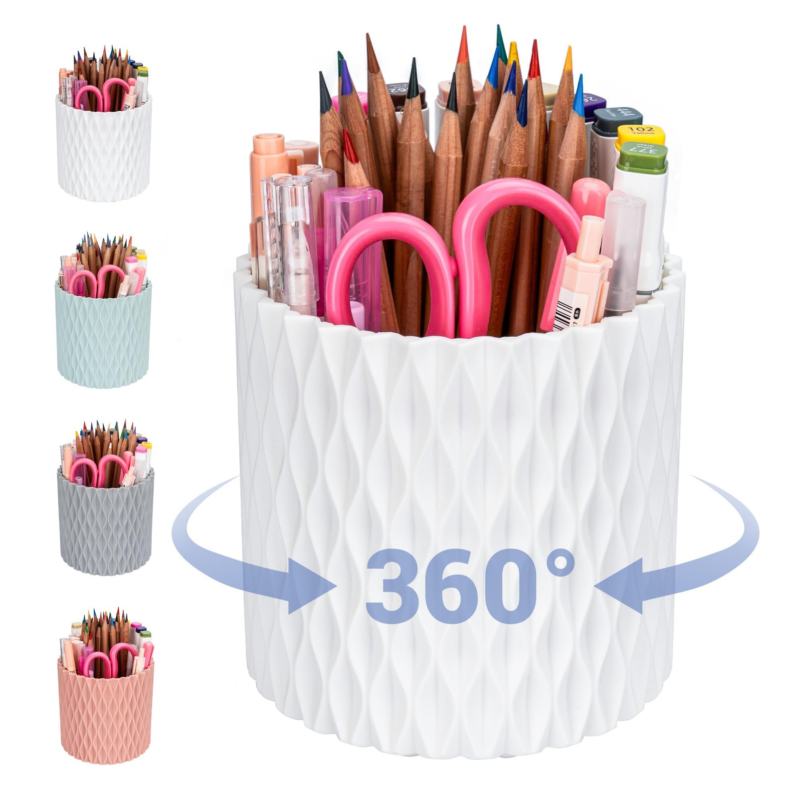 Pen Holder - 360° Rotating, 5 Slot Pen Holder For Desk. Pencil Holder For Off...
