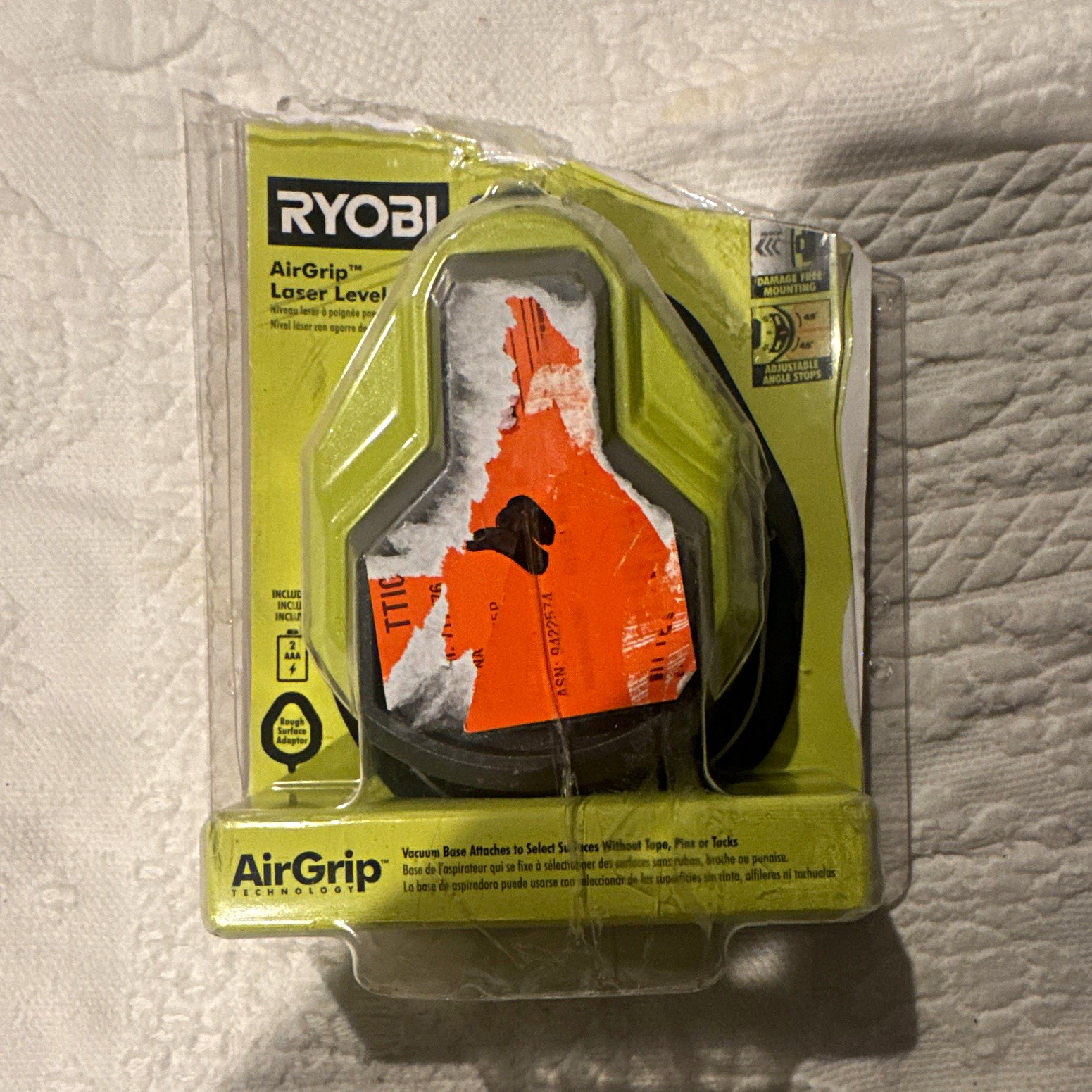 RYOBI AirGrip Vacuum Base Laser Level ELL1004 Plastic 3-1/8 in Green/Black