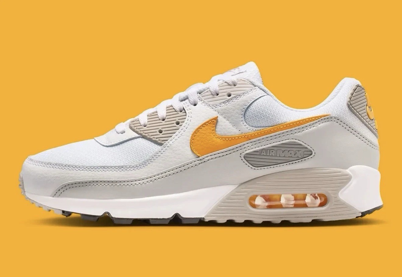 NEW Nike Men's Air Max 90 Grey White Laser Orange DM0029-119 Size Sneakers Shoes