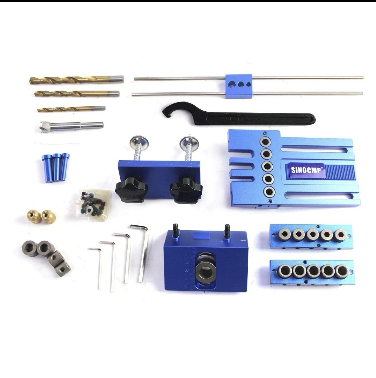 Adjustable Doweling Jig Kit with 5 Drill Sleeves for Precise Woodworking