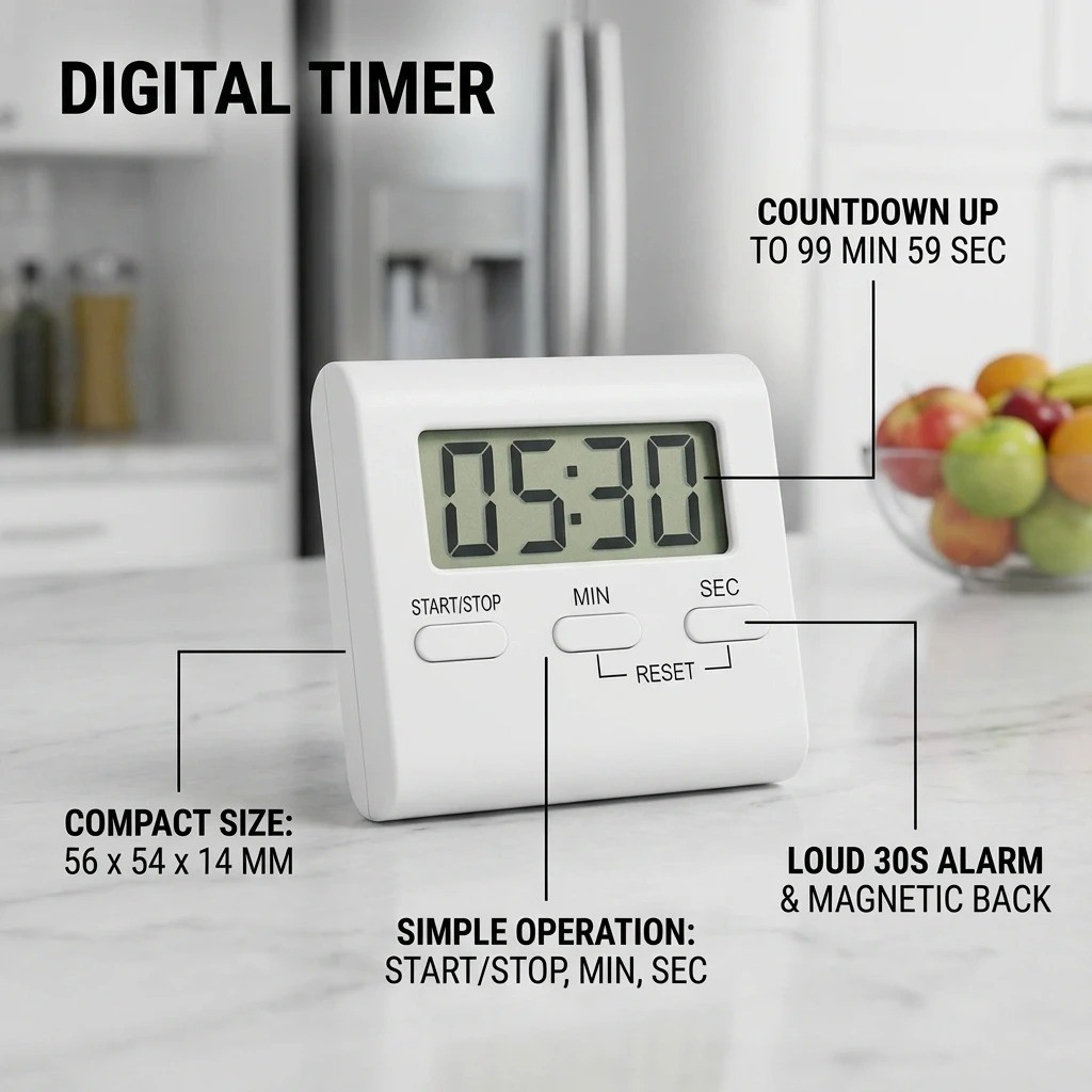 Large LCD Digital Kitchen Cooking Timer Count Down Up Clock Loud Alarm Magnetic