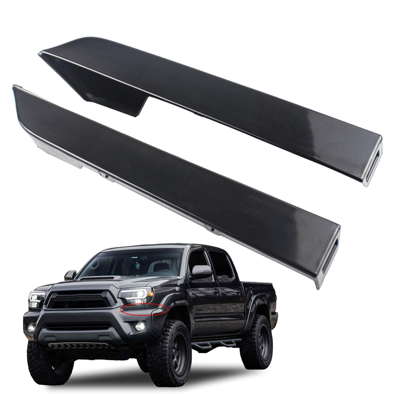 YzusGomumu (1 Pair) Front Bumper Grille Headlight Filler Trim Panels Black