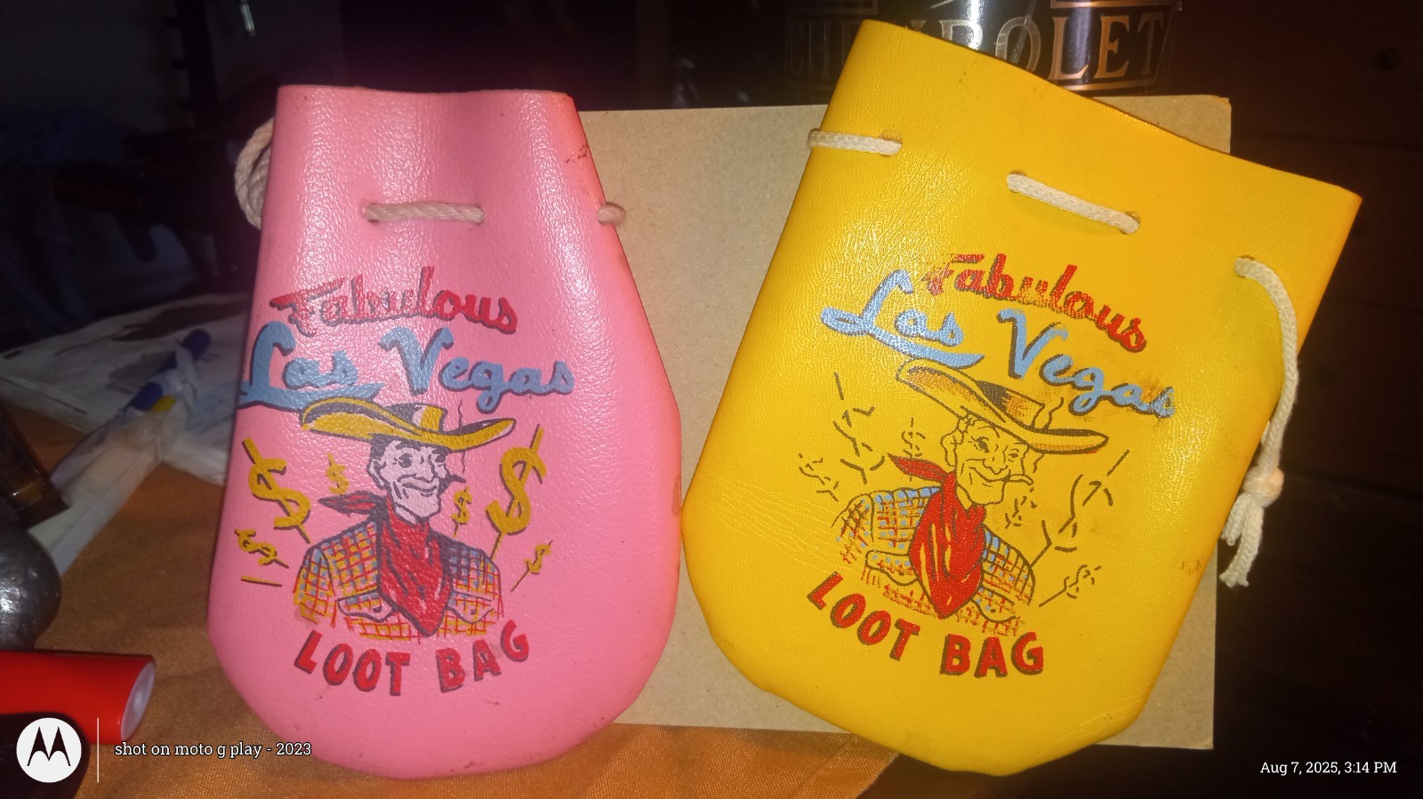 Vintage Las Vegas Loot Bags Pair C.1960 Ex Cond