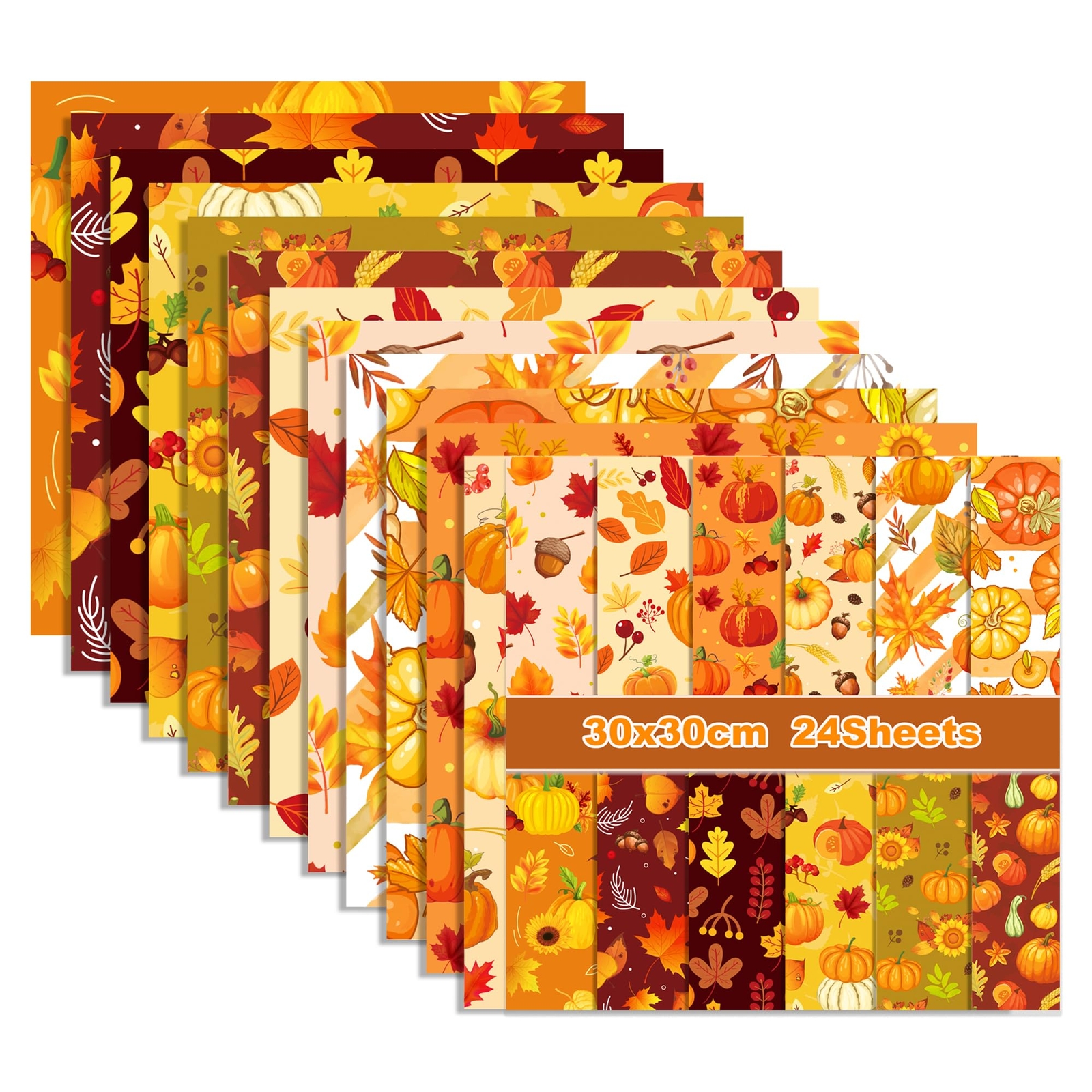 24 Sheet 12x12 Thanksgiving Theme Double-Sided Scrapbook Paper Pad Fall