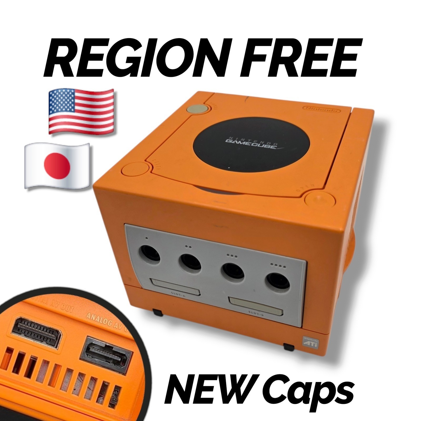 Nintendo GameCube Orange Region Free Switch Mod Play USA or JPN Games US Seller