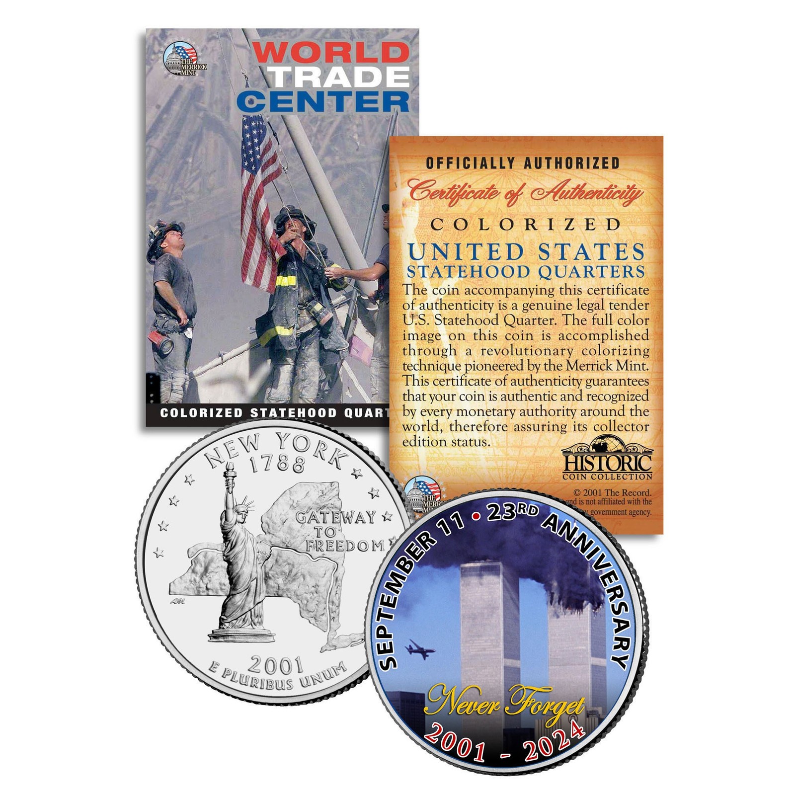 WORLD TRADE CENTER 23rd Anniversary New York Statehood Quarter Coin 9/11 WTC