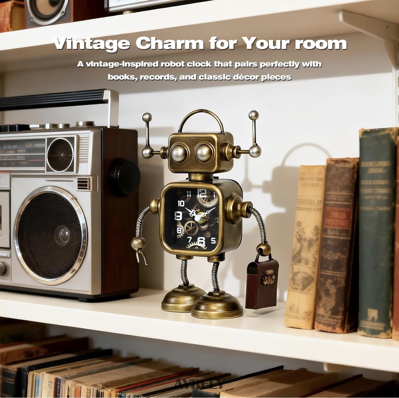 AYRELY® Industrial Steampunk Robot Table Clock,Battery Operated Large, Copper