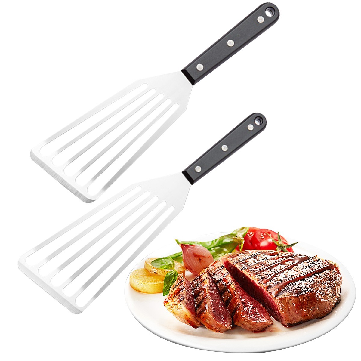 Stainless Steel Fish Spatula Stainless Steel Frying Shovel Steak Heat Resistant