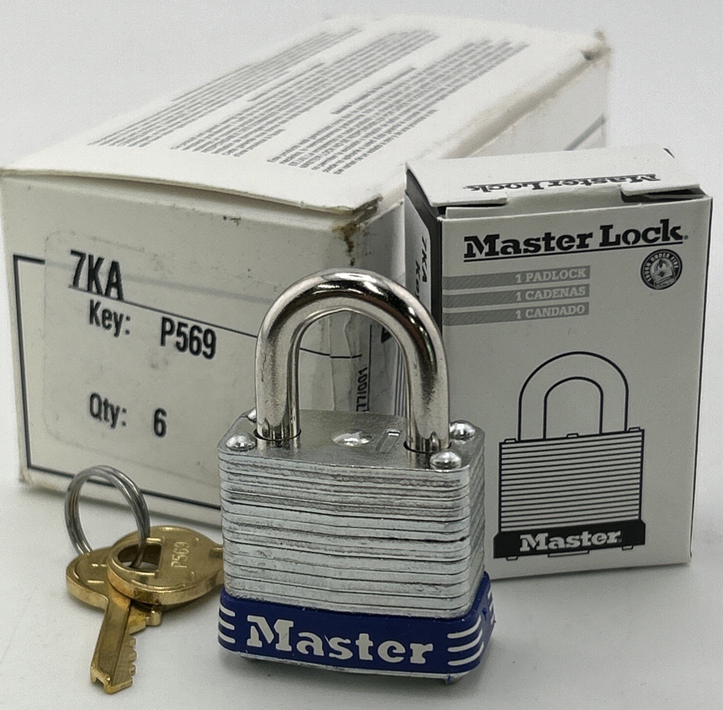 (6 PK) 7KA 67500 1-1/8in 29mm Wide Steel Pin Tumbler Padlock Keyed Alike Laminat