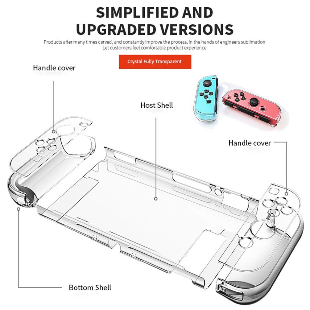 Clear Dockable Case for Nintendo Switch Joy Con Crystal Protective Cover